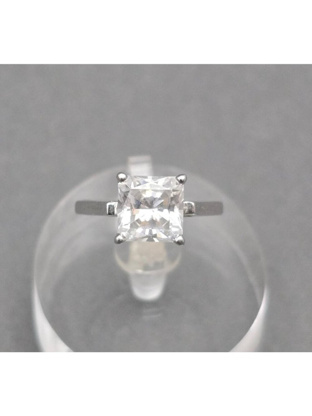Sterling Silver CZ Princess Cut Solitaire Ring Size 6 Minimalist Wedding Band - Picture 1 of 12